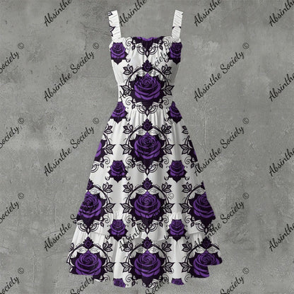 Rosa Victoriana Ruffle Hem Dress - Gothic Victorian Rose Elegant White