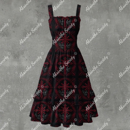 Darkened Veil Ruffle Hem Dress - Gothic Mysterious Elegant White