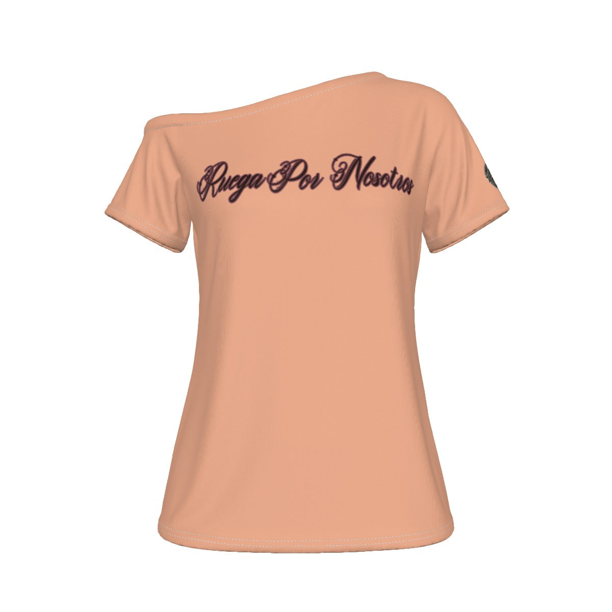 Ruega Por Nosotros | Off-Shoulder T-Shirt | Dark Chicana Gothic Streetwear White