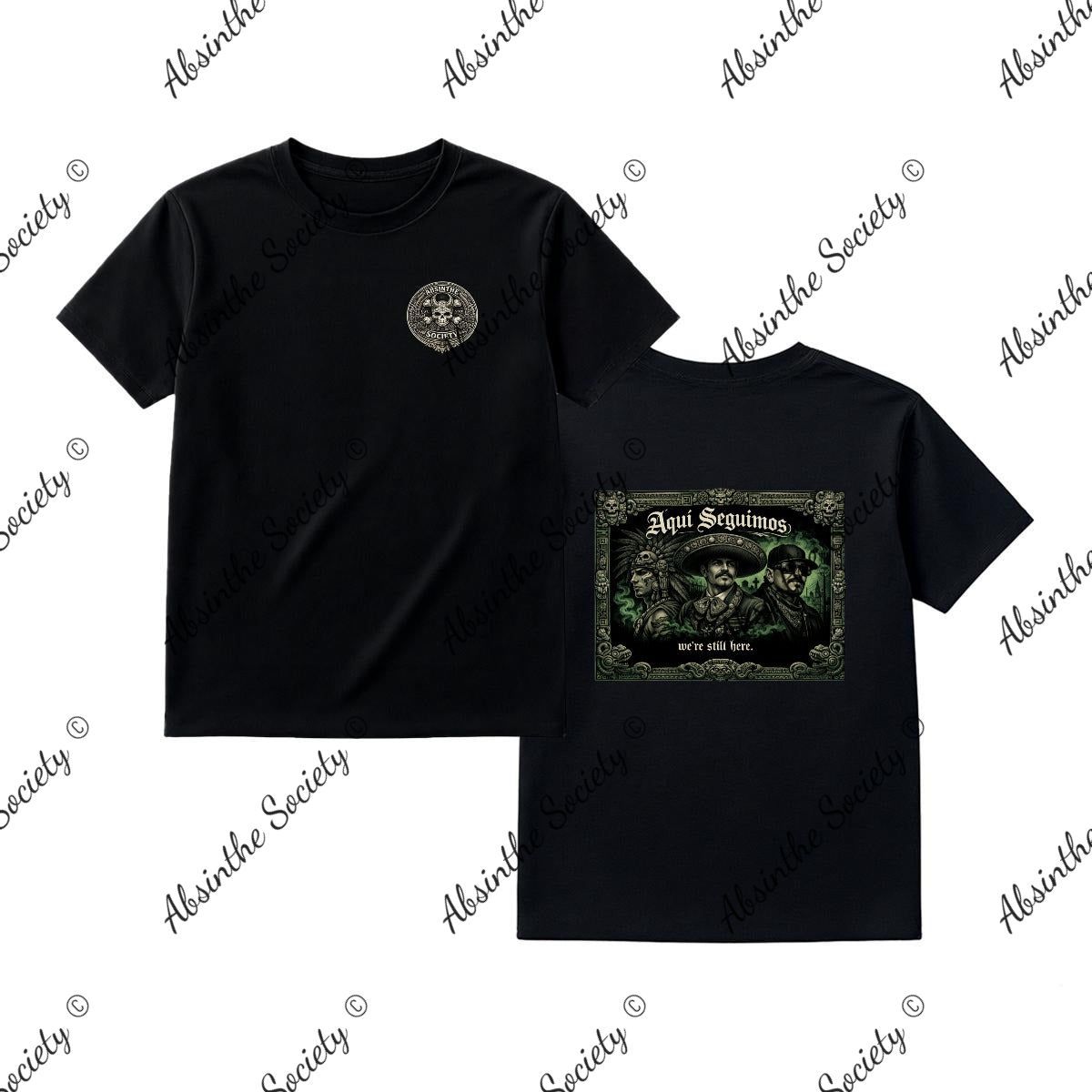 Aquí Seguimos — Timelines | Unisex Heavyweight T-Shirt | Printed in USA | Absinthe Society Black