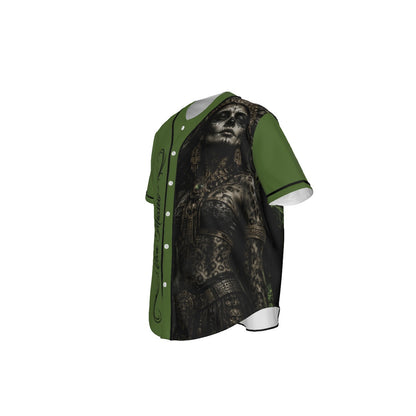 Viva México La Reina | All-Over Print Cropped Baseball Jersey | Dark Chicana Gothic Streetwear