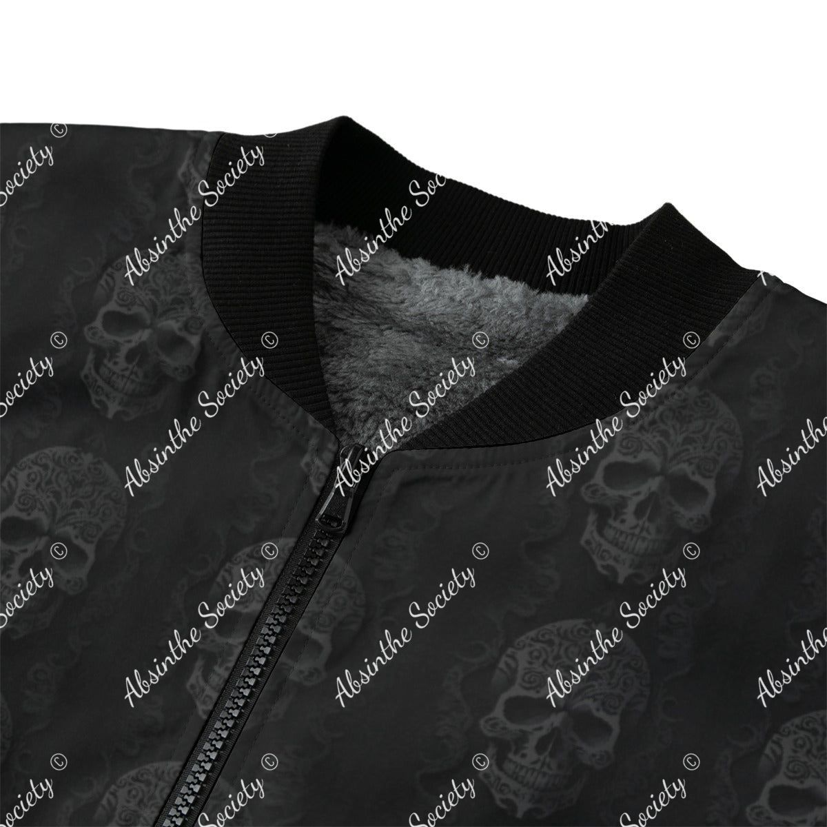 Ghostly Glamor - Día de los Muertos Fleece Bomber Jacket | Sugar Skull Couple