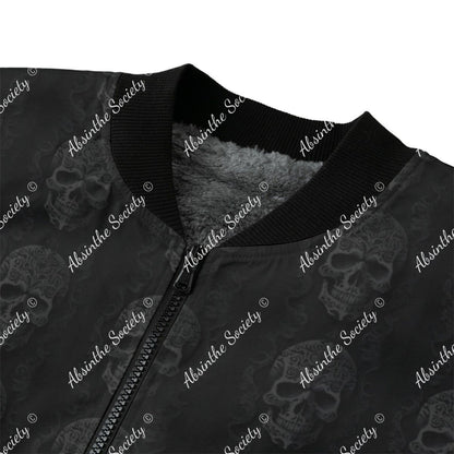 Ghostly Glamor - Día de los Muertos Fleece Bomber Jacket | Sugar Skull Couple