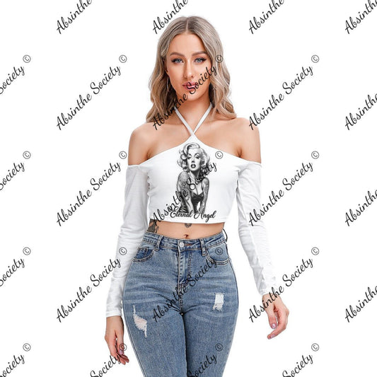Eternal Angel-Marilyn Monroe | Halter Lace-Up Top | Dark Chicana Gothic Streetwear White