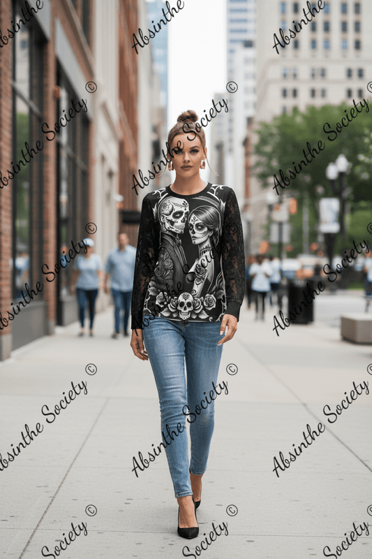 Ghostly Glamor- Shirt with Black Lace