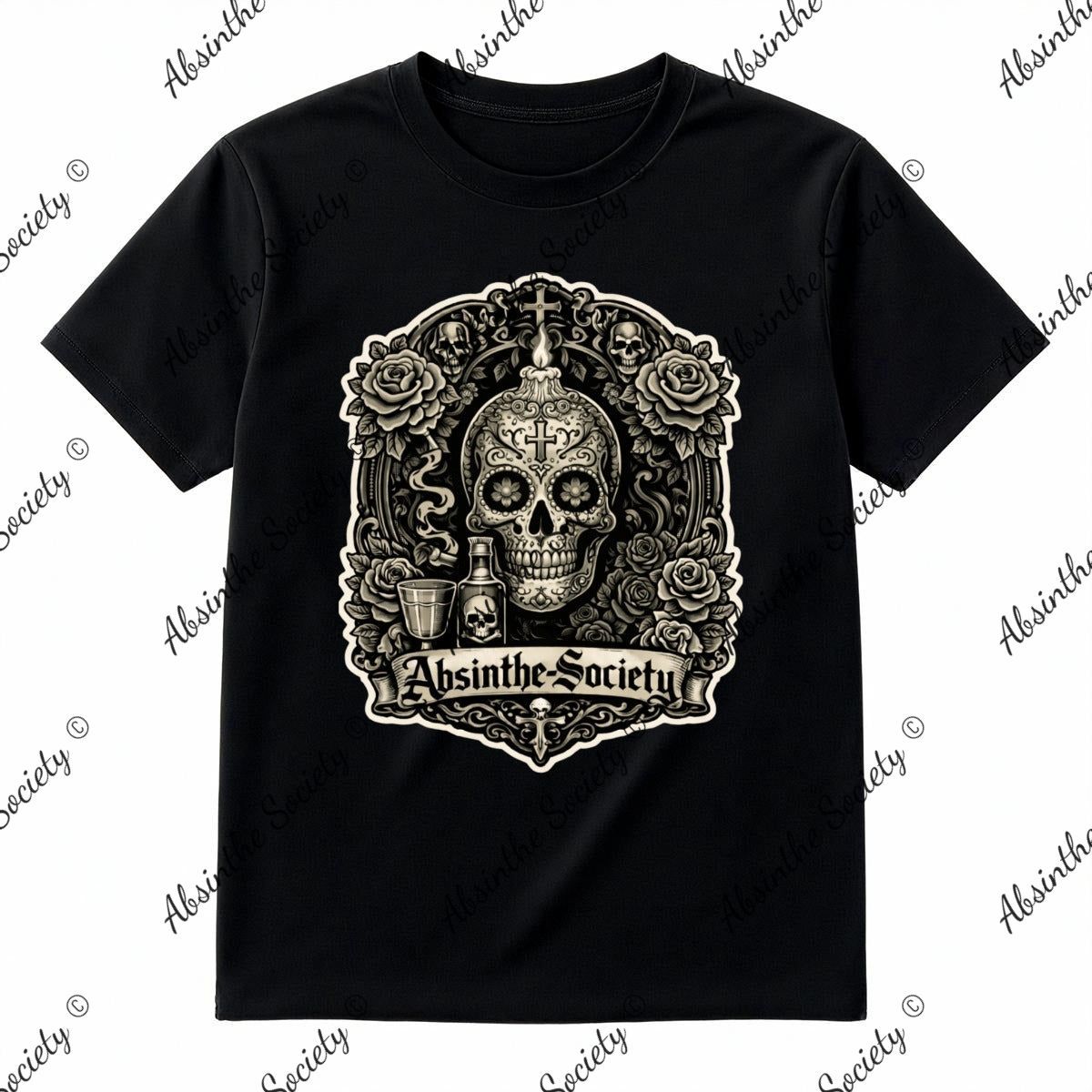 Absinthe Society - Sugar Skull Unisex T-Shirt Printed in USA