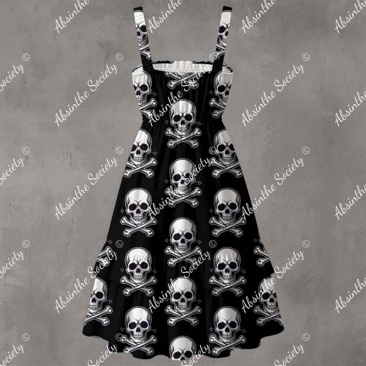 Skull Ritual Black- Ruffle Hem Dress