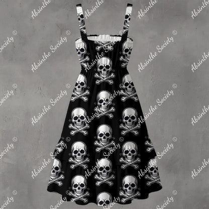 Skull Ritual Black- Ruffle Hem Dress