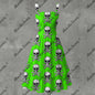 Skull Ritual Green Electric- Ruffle Hem Dress White