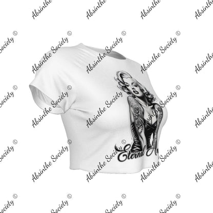 Eternal Angel White Cropped T-shirt - Gothic Raglan