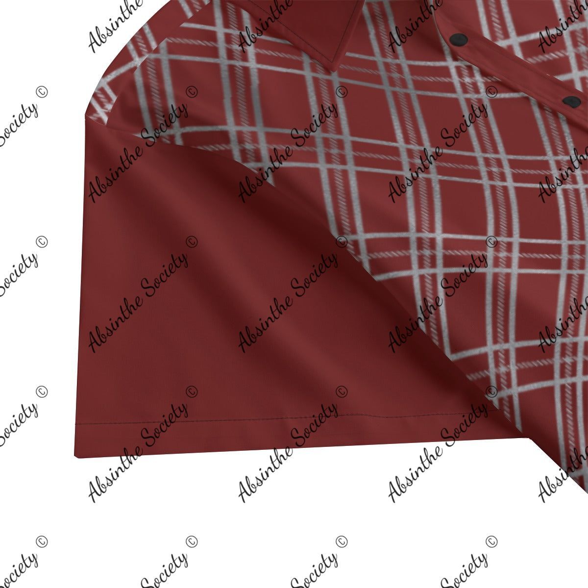 Get Faded | Red & Silver Plaid Bowling Shirt | Chicano Style