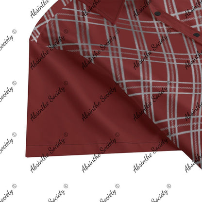 Get Faded | Red & Silver Plaid Bowling Shirt | Chicano Style