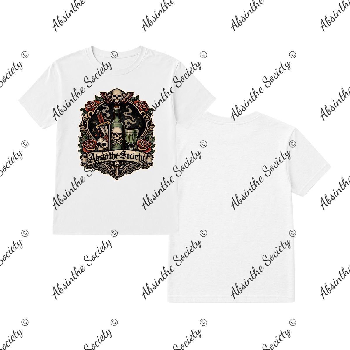 Absinthe Society Old Skool Tattoo Inspired - T-Shirt Printed in USA White