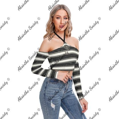 Marble Stripe | Halter Lace-Up Top | Dark Chicana Gothic Streetwear