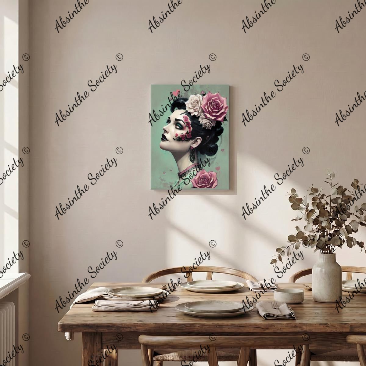 Victorian Catrina | Framed Canvas Wall Art | Dark Chicana Gothic Home Décor