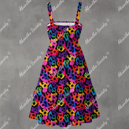 Radiant Leopard Ruffle Hem Dress - Gothic Animal Print Elegant