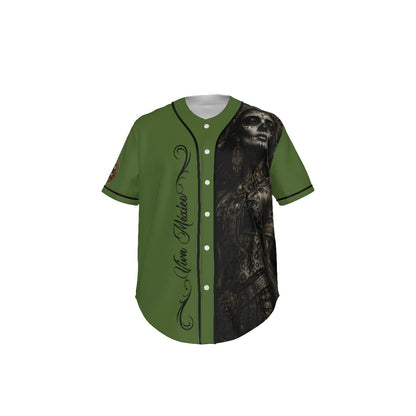 Viva México La Reina | All-Over Print Cropped Baseball Jersey | Dark Chicana Gothic Streetwear White