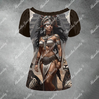 Jaguar Queen - Mexico Pride - Puff Sleeve Shirt