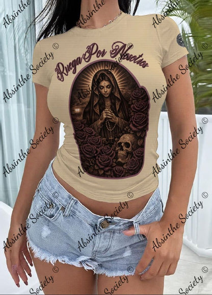 Ruega Por Nosotros | Slim-Fit T-Shirt | Dark Chicano Catholic Streetwear