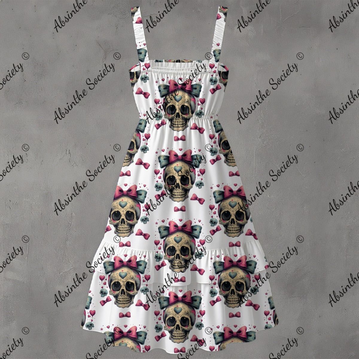 Cutie De Los Muertos Ruffle Hem Dress - Gothic Día de los Muertos