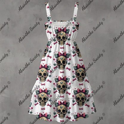 Cutie De Los Muertos Ruffle Hem Dress - Gothic Día de los Muertos