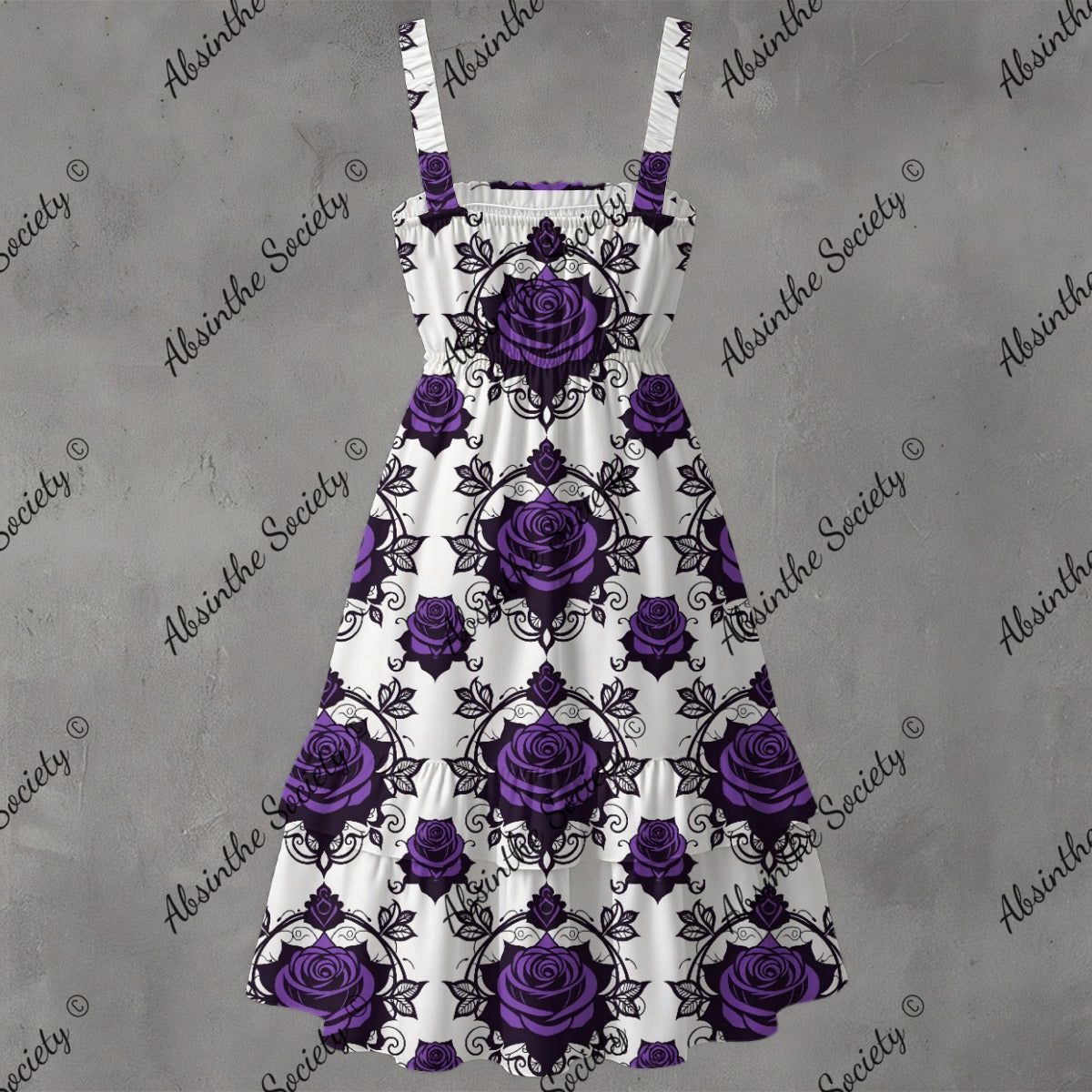 Rosa Victoriana Ruffle Hem Dress - Gothic Victorian Rose Elegant