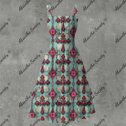 Once Upon A Cross Ruffle Hem Dress - Gothic Religious Elegant White
