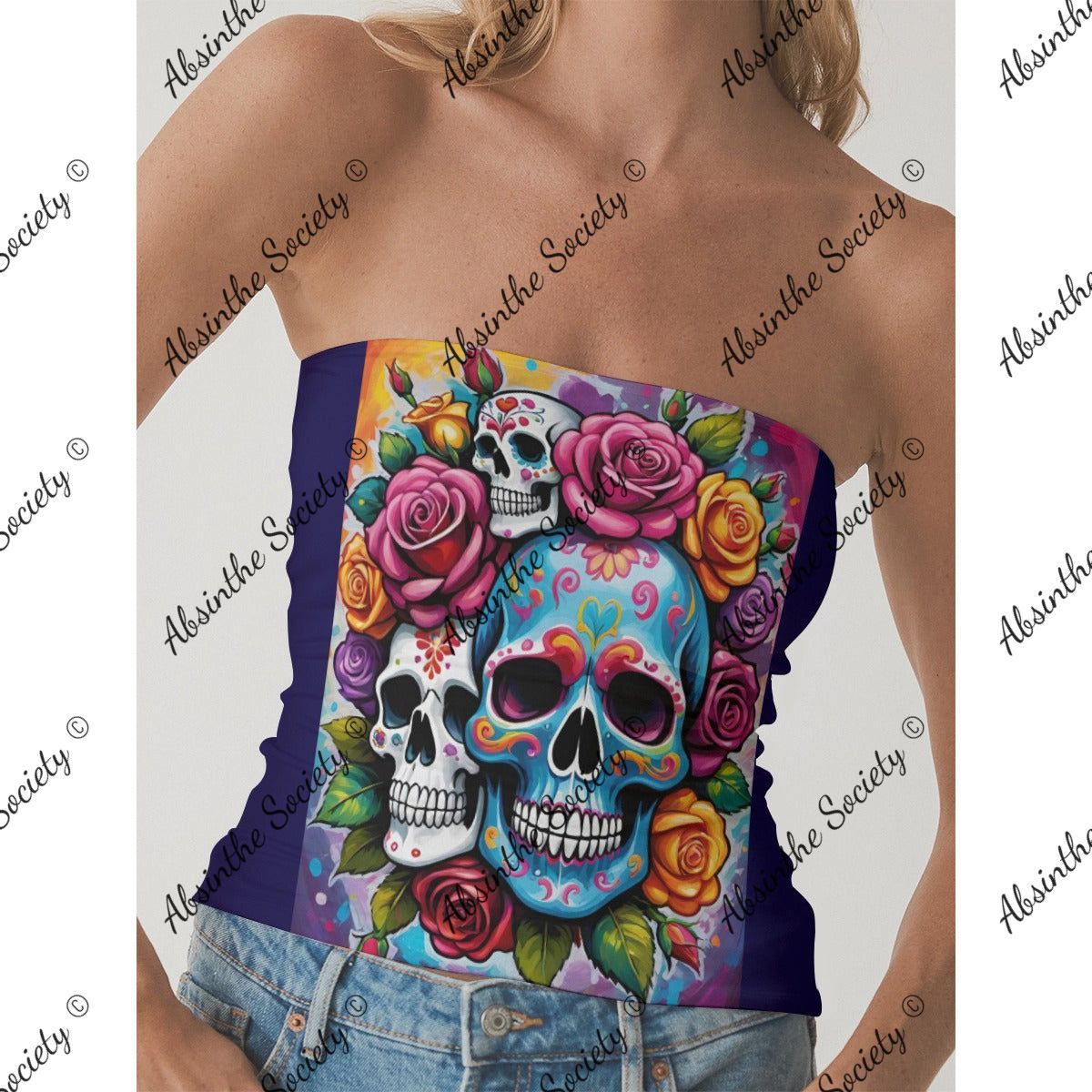 Haunted Harmony - Double-Layer Strapless Top White