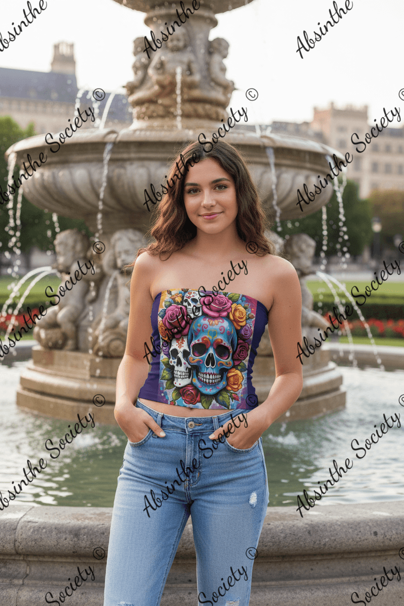 Haunted Harmony - Double-Layer Strapless Top