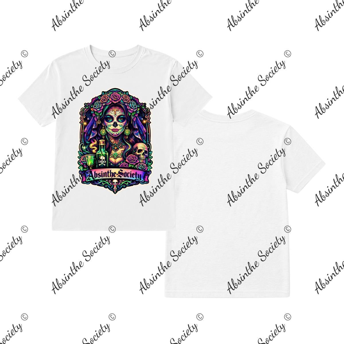 Absinthe Society Catrina Color - T-Shirt Printed in USA White
