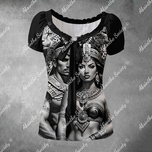 Obsidian Reign - Mexico Pride - Puff Sleeve Shirt White