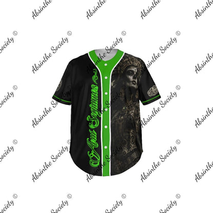 La Reina | Lime Green Baseball Jersey with Pinstripes | Chicana Dark Streetwear White
