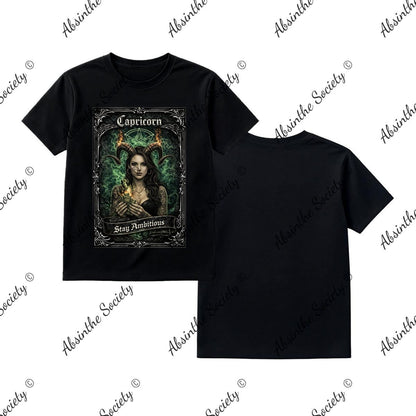 Capricorn - Stay Ambitious T-Shirt Printed in USA Black