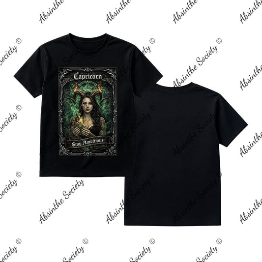 Capricorn - Stay Ambitious T-Shirt Printed in USA Black