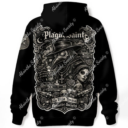 La Vida Toxica - Plague Saint Grayscale Unisex Pullover Hoodie | 310GSM Cotton