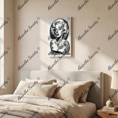 Hollywood Goddess | Marilyn Monroe Framed Canvas Wall Art | Dark Glamour Chicana Décor