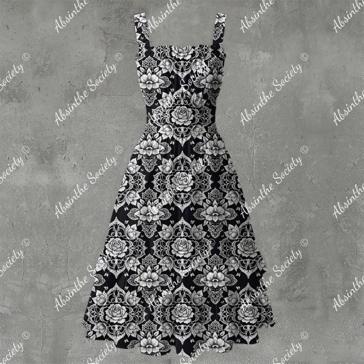 Gothic Lace Ruffle Hem Dress - Dark Romantic Elegant White