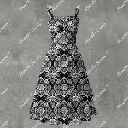 Gothic Lace Ruffle Hem Dress - Dark Romantic Elegant White