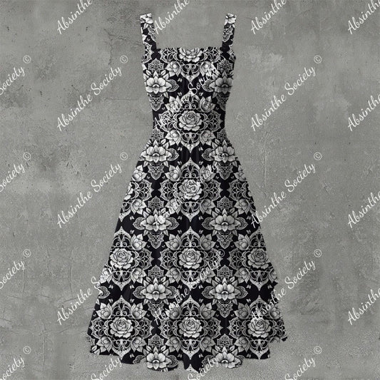 Gothic Lace Ruffle Hem Dress - Dark Romantic Elegant White