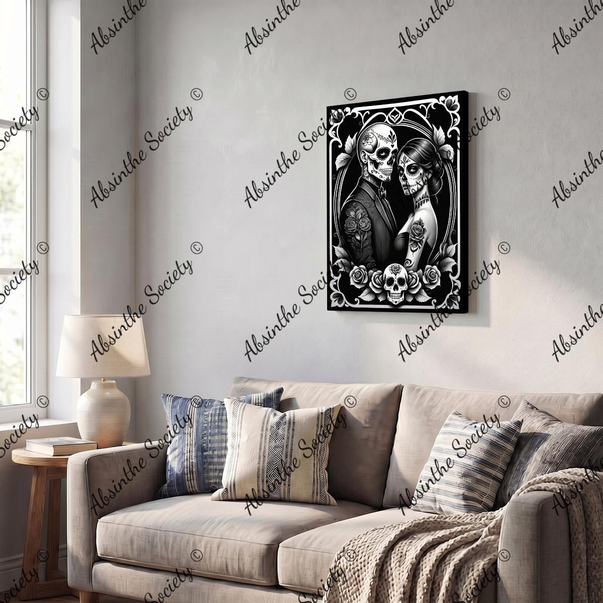 Ghostly Glamour | Framed Canvas Wall Art | Dark Chicana Gothic Décor