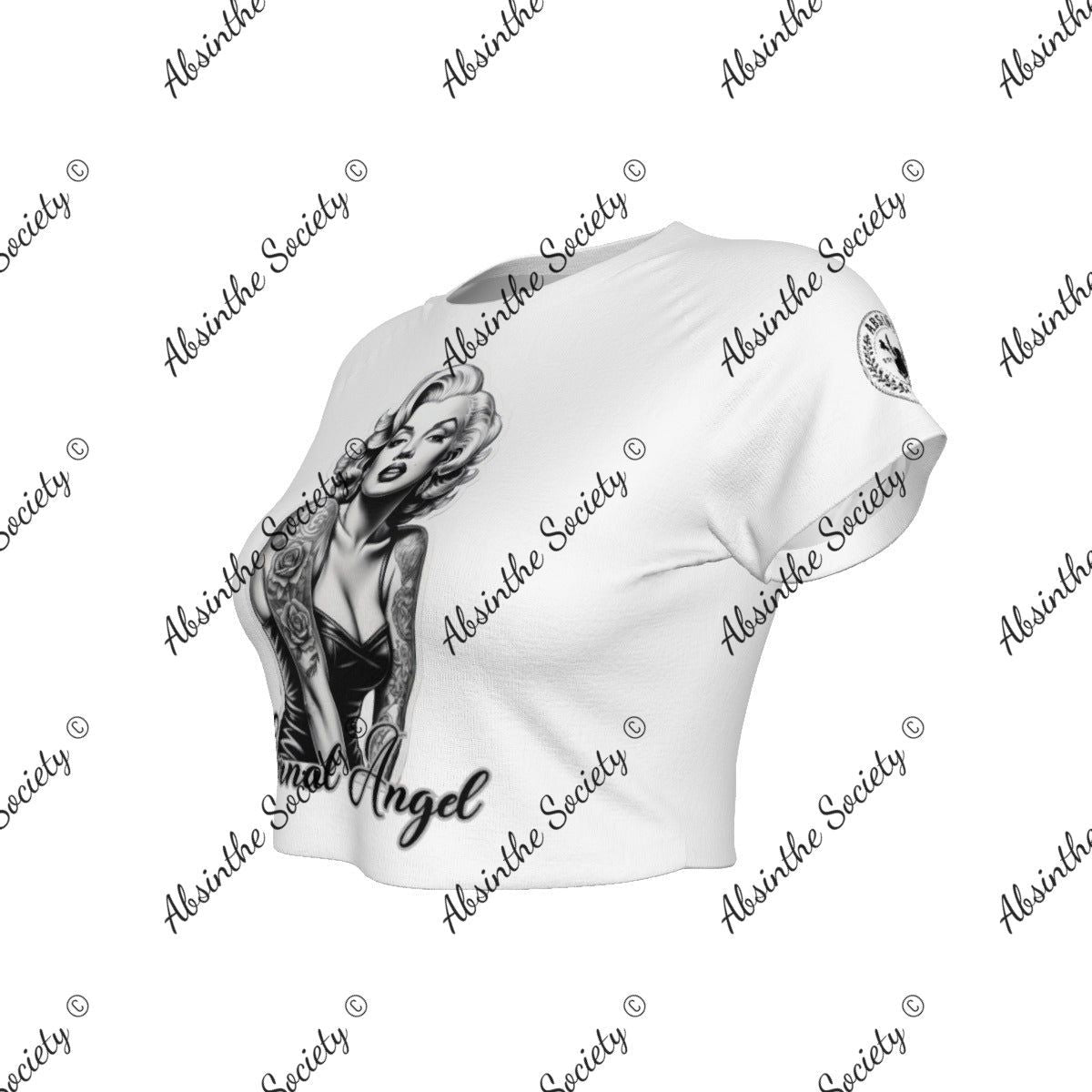 Eternal Angel White Cropped T-shirt - Gothic Raglan