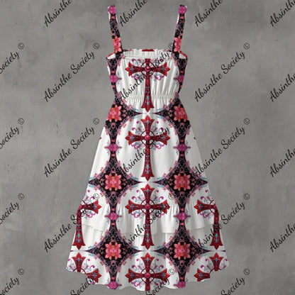 Faithful Ruffle Hem Dress - Gothic Devotional Elegant