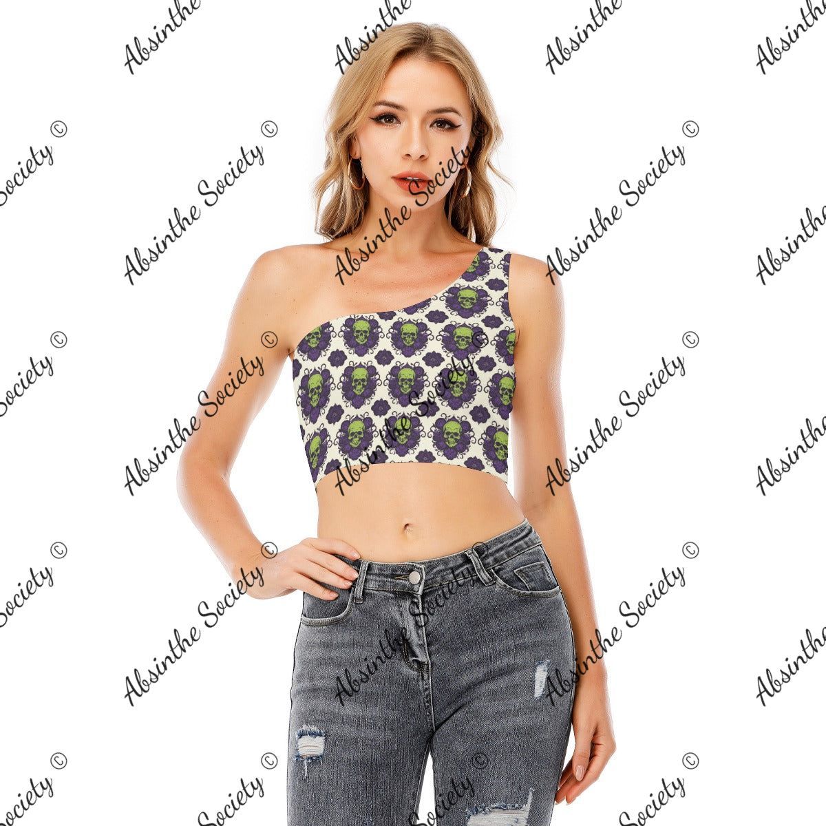 Absinthe Haze - One-Shoulder Cropped Top White