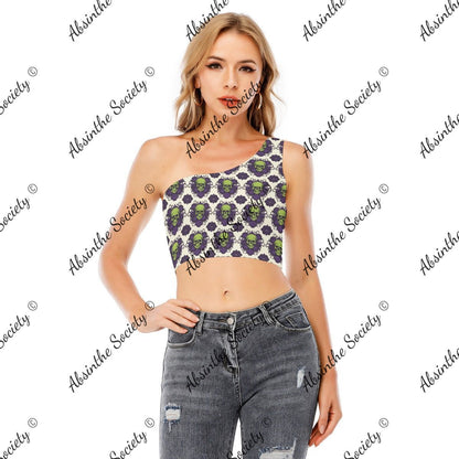 Absinthe Haze - One-Shoulder Cropped Top White
