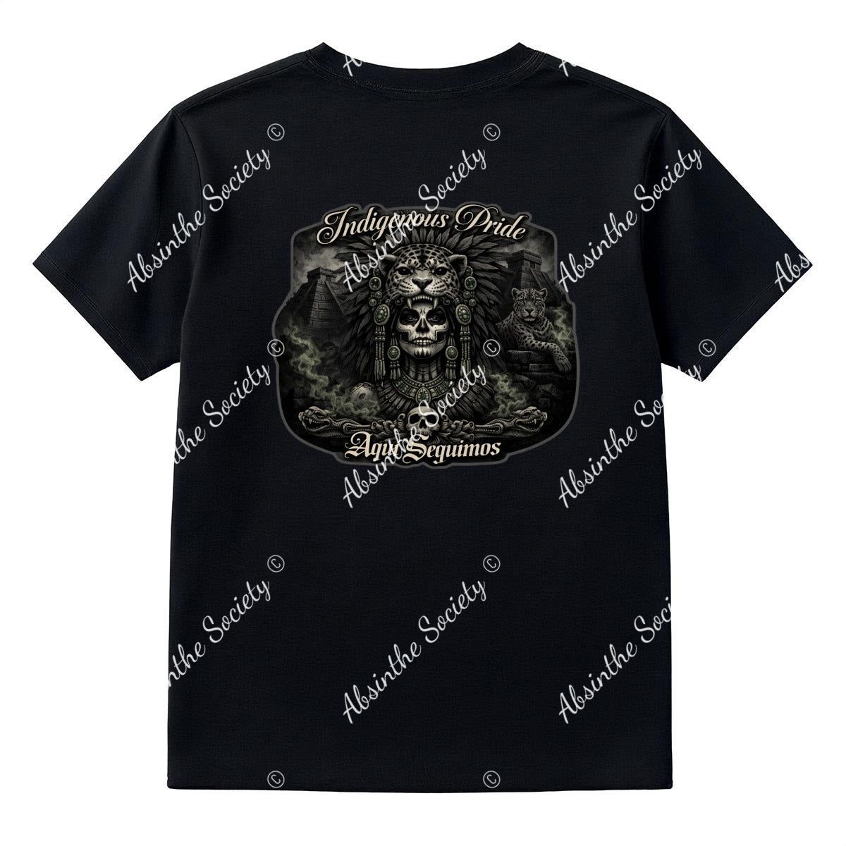 Indigenous Pride — Aquí Seguimos — Jaguar Queen T-Shirt | Printed in USA | Absinthe Society