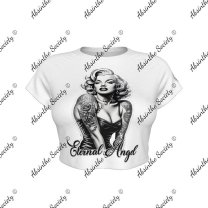 Eternal Angel White Cropped T-shirt - Gothic Raglan White