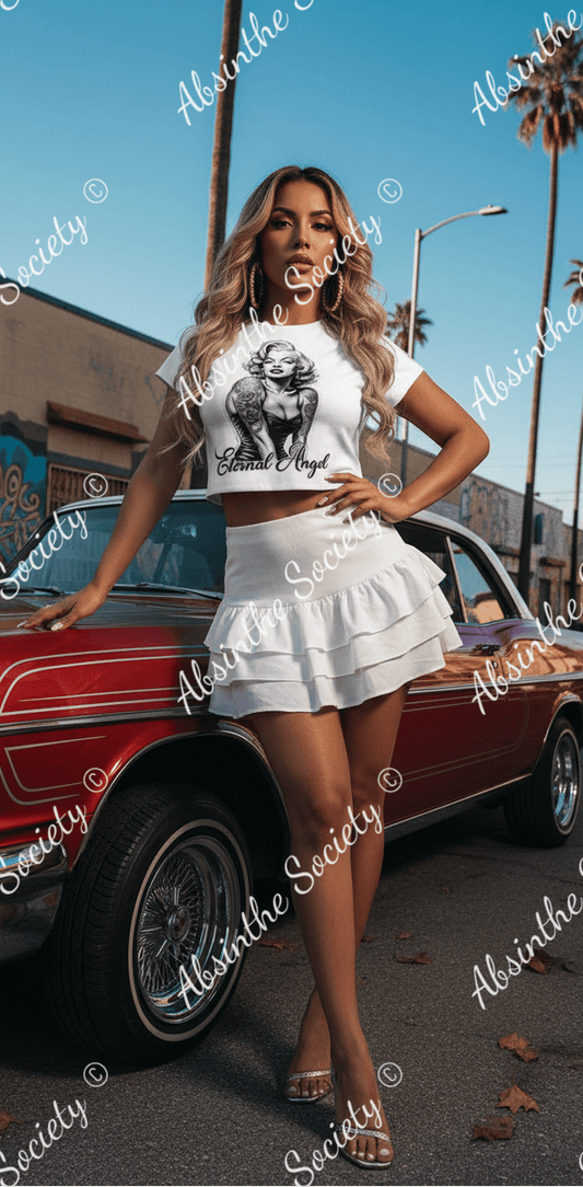 Eternal Angel White Cropped T-shirt - Gothic Raglan