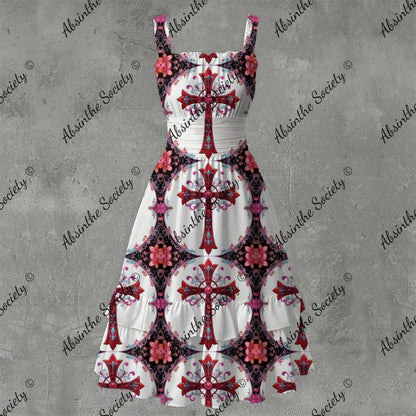 Faithful Ruffle Hem Dress - Gothic Devotional Elegant White