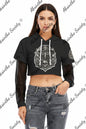 La Vida Toxica - Plague Saint &Widow Grayscale - Mesh Sleeve Cropped Hoodie White