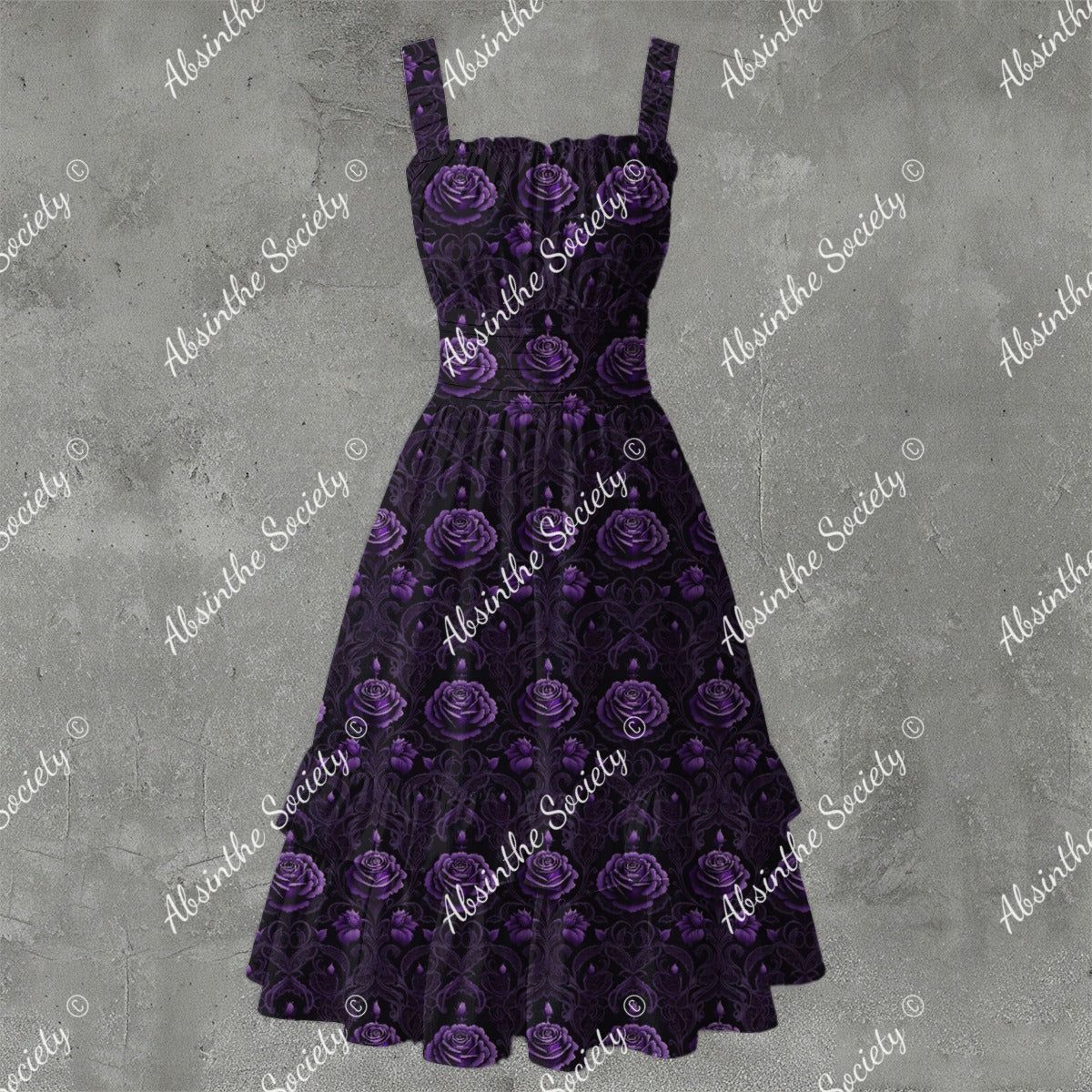 Moonlit Garden Ruffle Hem Dress - Gothic Floral Elegant White